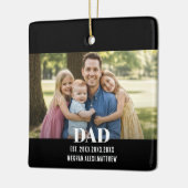 Dad Est. Year Name Photo Bold Font Keramisch Ornament (Links)