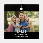Dad Est. Year Name Photo Bold Font Keramisch Ornament (Achterkant)
