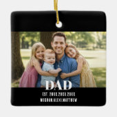Dad Est. Year Name Photo Bold Font Keramisch Ornament (Voorkant)