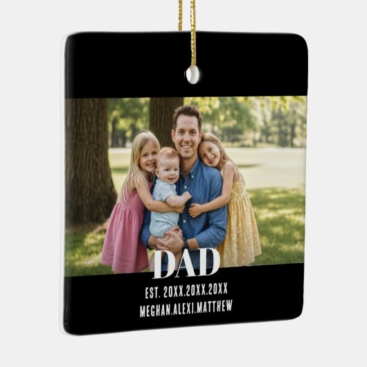 Dad Est. Year Name Photo Script Keramisch Ornament (Rechts)