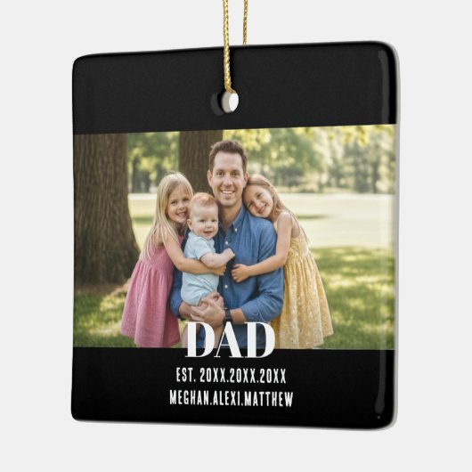 Dad Est. Year Name Photo Script Keramisch Ornament (Links)
