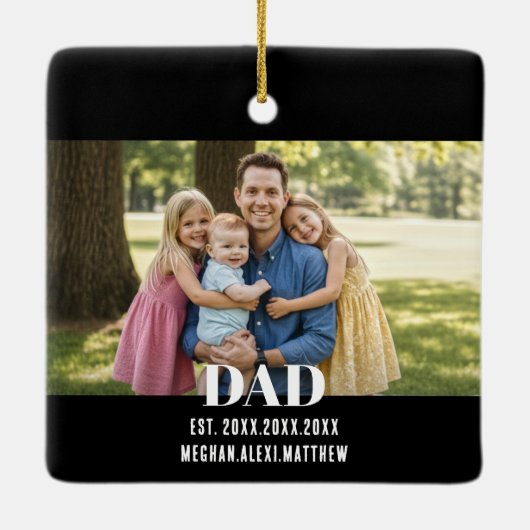 Dad Est. Year Name Photo Script Keramisch Ornament (Achterkant)