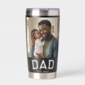 Dad Established 2 Photo Collage Customized Black Geïsoleerde Drinkbeker (Voorkant)