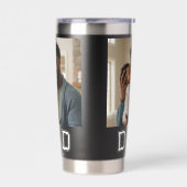 Dad Established 2 Photo Collage Customized Black Geïsoleerde Drinkbeker (Links)