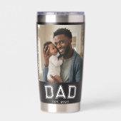 Dad Established 2 Photo Collage Customized Black Geïsoleerde Drinkbeker (Achterkant)