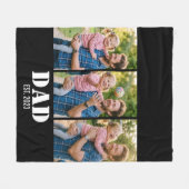 Dad Established 3-Photo Bold White & Black Modern Fleece Deken (Voorkant (Horizontaal))