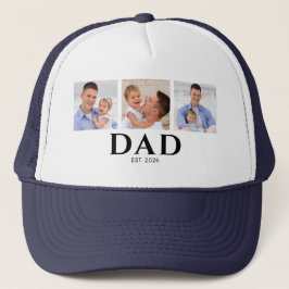 Dad Established Black 3 Photo Trucker Pet