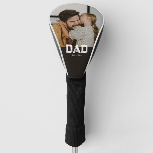 Dad Established Black Fun Bold Photo Golfheadcover (Voorkant)