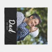Dad Established Black Modern Script Photo  Fleece Deken (Voorkant (Horizontaal))