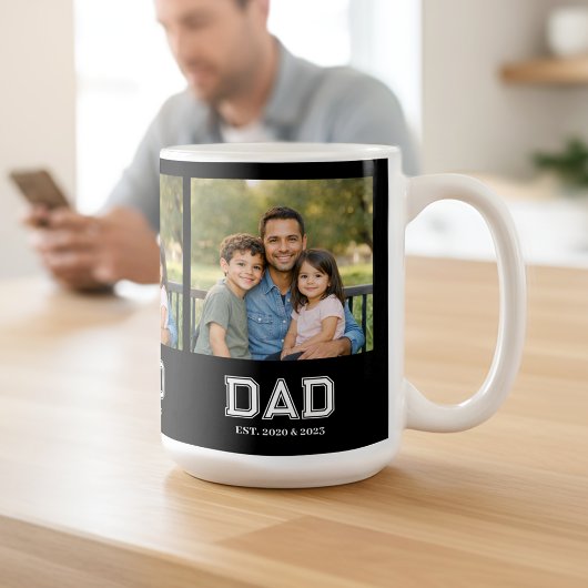 Dad Established Black Photo Modern Typography Gift Koffiemok