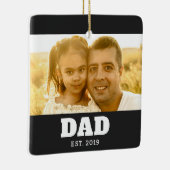 Dad Established Black White Bold Photo Keramisch Ornament (Rechts)