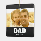 Dad Established Black White Bold Photo Keramisch Ornament (Links)
