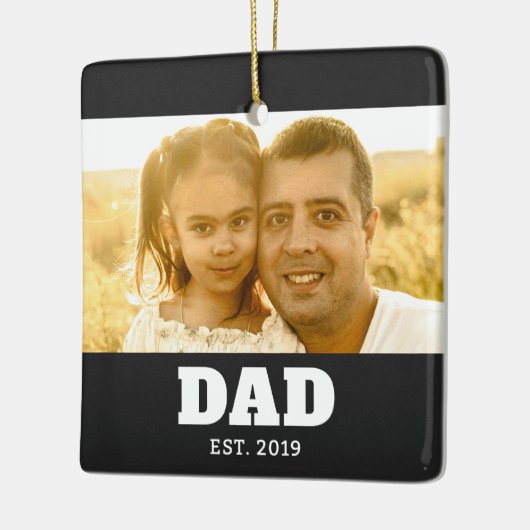 Dad Established Black White Bold Photo Keramisch Ornament (Links)