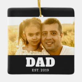 Dad Established Black White Bold Photo Keramisch Ornament