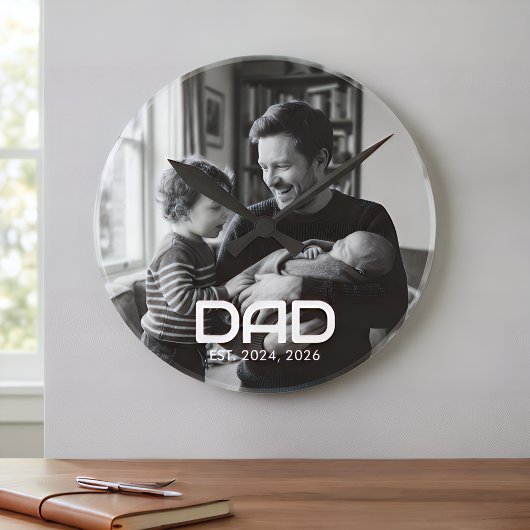 Dad Established Black White Bold Photo Ronde Klok
