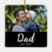 Dad Established Black White Script Photo Keramisch Ornament (Voorkant)
