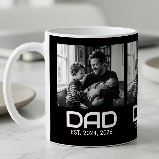 Dad Established Bold Black 3 Photo Coffee Mug Koffiemok