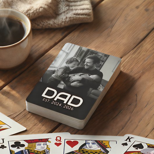 Dad Established Bold Black Photo Pokerkaarten