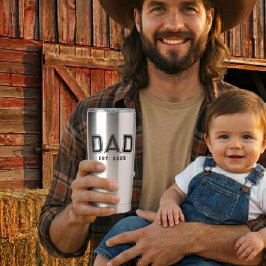 Dad Established Bold Black Year New Dad Gift Geïsoleerde Drinkbeker