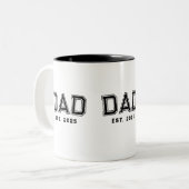 Dad Established Bold Black Year New Dad Gift Tweekleurige Koffiemok (Voorkant links)
