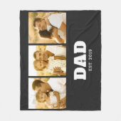 Dad Established Bold Text Black 3 Photo Fleece Deken (Voorkant)