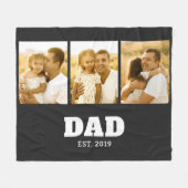 Dad Established Bold Text Black 3 Photo Fleece Deken (Voorkant (Horizontaal))