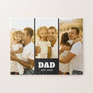 Dad Established Bold Text Black 3 Photo Legpuzzel