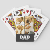 Dad Established Bold Text Black 3 Photo Pokerkaarten (Achterkant)