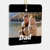 Dad Established Bold White Typography Photo Keramisch Ornament (Rechts)