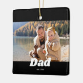 Dad Established Bold White Typography Photo Keramisch Ornament (Links)