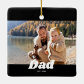 Dad Established Bold White Typography Photo Keramisch Ornament (Achterkant)