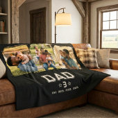 Dad Established Classic Bold White Black 3 Photo Fleece Deken