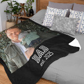 Dad Established Custom Year Photo Father Keepsake Fleece Deken