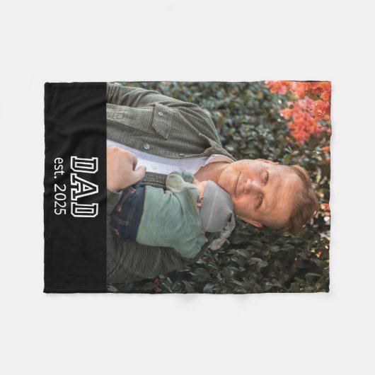 Dad Established Custom Year Photo Father Keepsake Fleece Deken (Voorkant (Horizontaal))