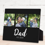 Dad Established Elegant Script Black 3 Photo Fotoplaat<br><div class="desc">Black White Dad Established Script 3 Photo Elegant Modern Design. Customize it. Replace the photos with your own of your kids and change the years to the years you became a dad.</div>