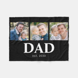 Dad Established Fathers Day 3 Picture Fleece Deken