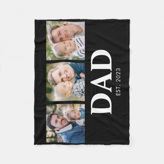 Dad Established Fathers Day 3 Picture Fleece Deken (Voorkant)