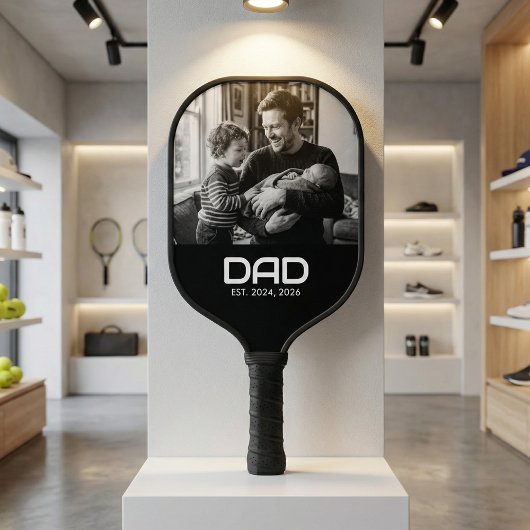 Dad Established Fun Bold Photo Pickleball Paddle