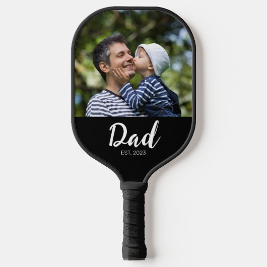 Dad Established Fun Script Photo Pickleball Paddle (Voorkant)