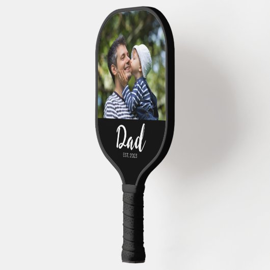 Dad Established Fun Script Photo Pickleball Paddle (Links)