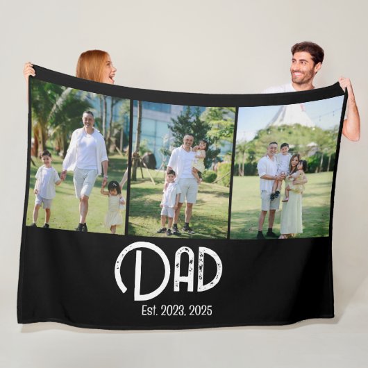 Dad Established Grunge text 3 photo Fleece Deken (In situ)