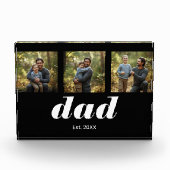 Dad Established Modern 3 Photo Acrylic Block Fotoblokken (Voorkant)