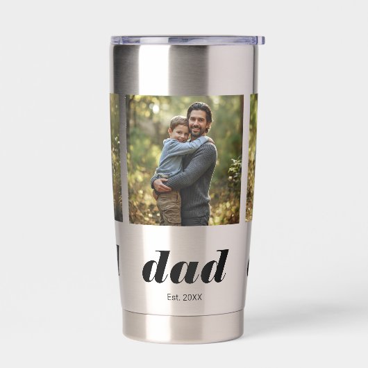 Dad Established Modern 3 Photo Geïsoleerde Drinkbeker (Links)