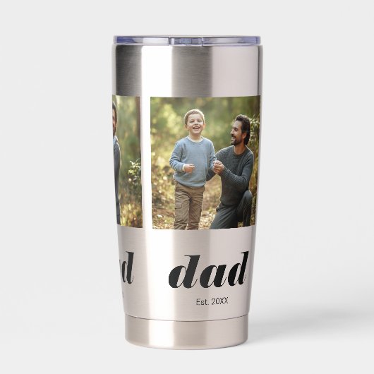 Dad Established Modern 3 Photo Geïsoleerde Drinkbeker (Achterkant)