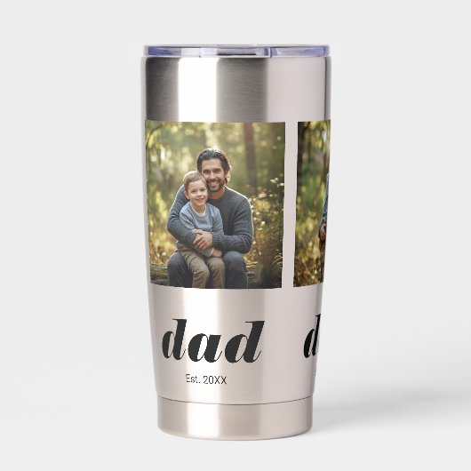 Dad Established Modern 3 Photo Geïsoleerde Drinkbeker (Voorkant)