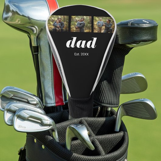 Dad Established Modern 3 Photo Golfheadcover