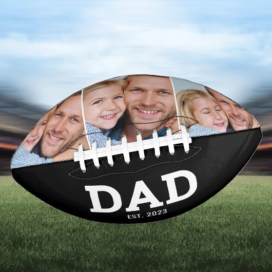 Dad Established Modern Black 3 Photo Collage American Football
