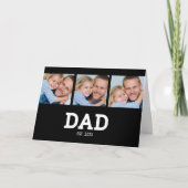 Dad Established Modern Black 3 Photo Father's Day Kaart (Voorkant)