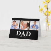 Dad Established Modern Black 3 Photo Father's Day Kaart (Gele Bloem)