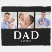 Dad Established Modern Black 3 Photo Fleece Deken (Voorkant (Horizontaal))